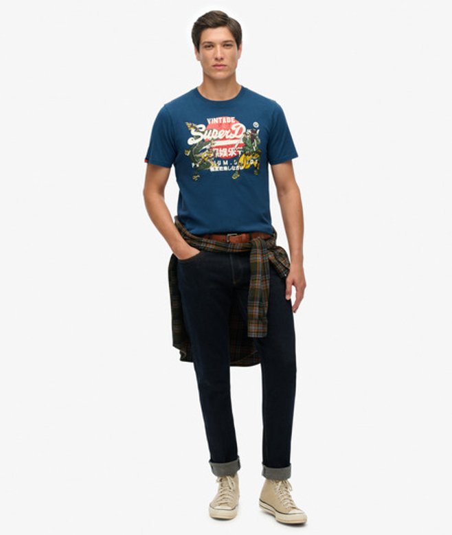 Superdry & Co Men’s Vintage Logo Tokyo Relaxed shirt Blue Blue Bottle – Size: Xxxl