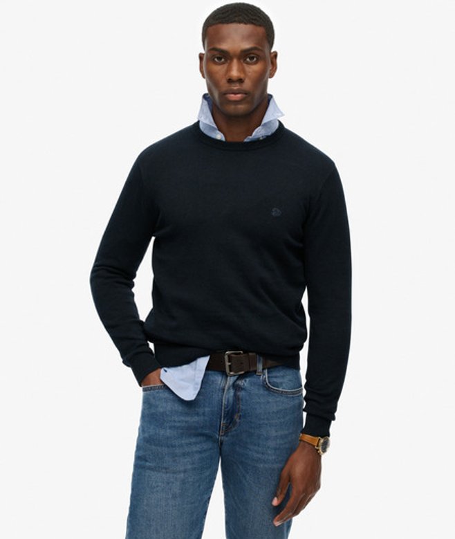 Superdry & Co Men’s Essentials Cotton Jumper Navy Eclipse Navy Marl – Size: