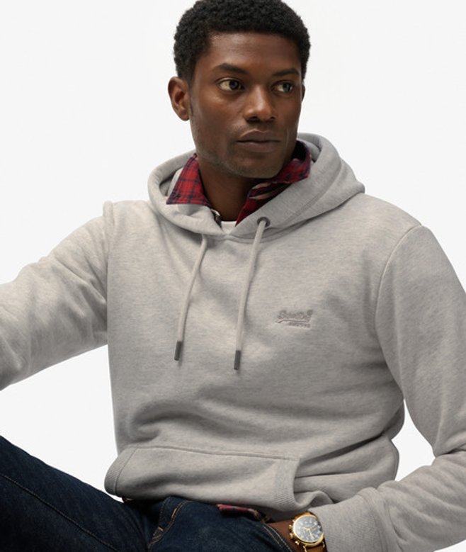 Superdry & Co Men’s Essential Logo Hoodie Grey Straw Grey Marl – Size: