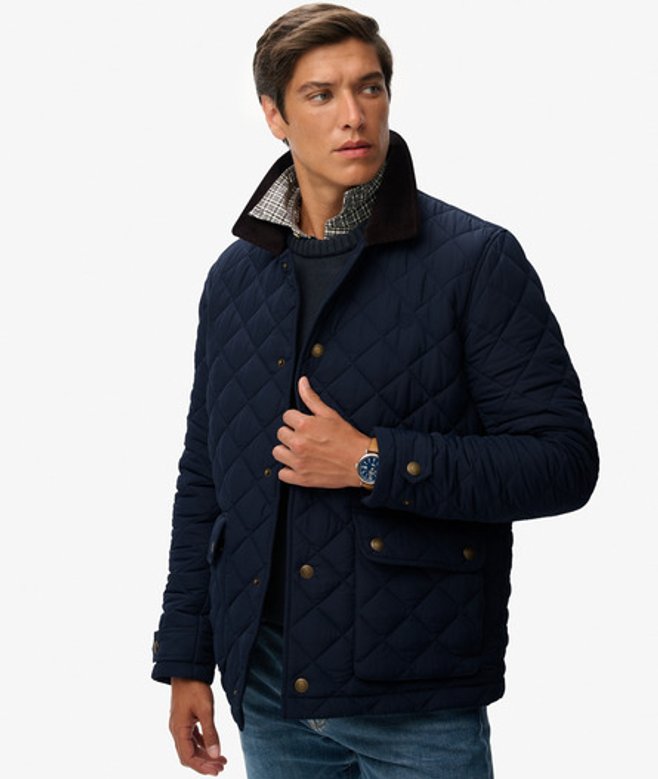 Superdry & Co Men’s Quilted Estate Coach Jacket Navy Deep Navy – Size: Xxl