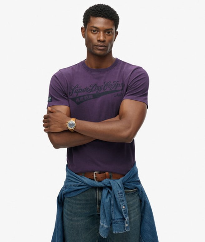 Superdry & Co Men’s Heritage Brand Relaxed shirt Purple Vintage Smoke Purple – Size: