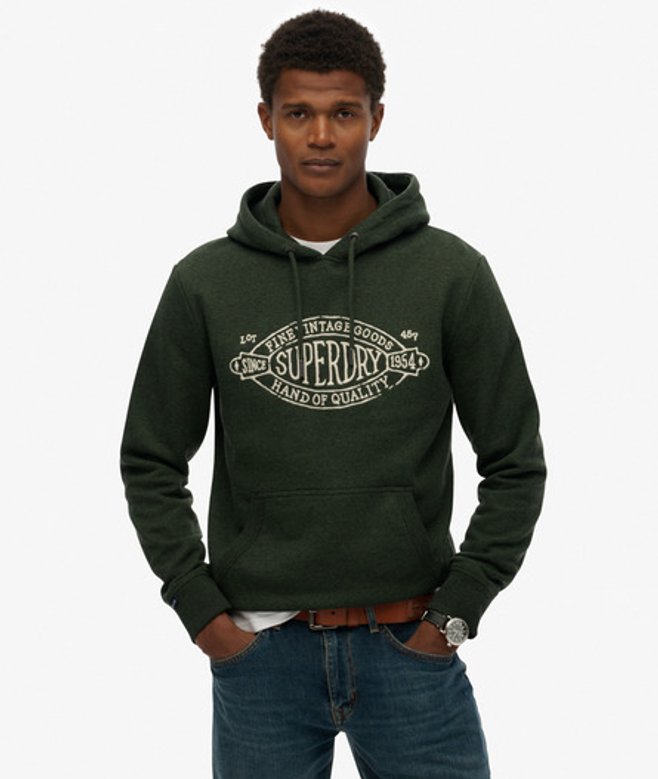 Superdry & Co Men’s Outdoor Co Relaxed Hoodie Green Khaki Jaspe – Size: