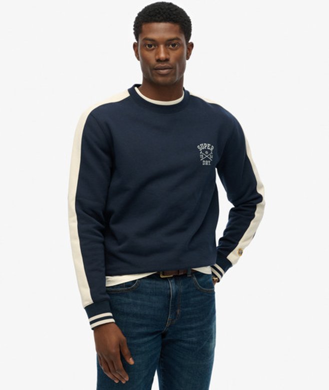 Superdry & Co Men’s Athletic Club Crew Sweatshirt Navy Nautical Navy Contrast – Size: