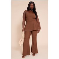 chocolate Woven Tailored Straight Leg Trousers