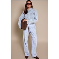 Light Blue Straight Leg High Rise Jeans