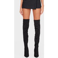Black Wide Fit Point Toe Over The Knee Boots