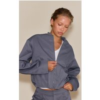 Charcoal Pleated Bomber Jacket