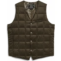 Sleeveless v-neck basic button-Puffer Jacket Taion