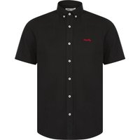 Shirts Elbury Short Sleeve Cotton Twill Button Down Collar Shirt in Jet Black
