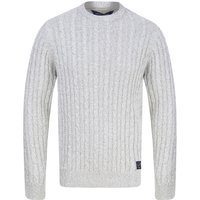Jumpers Alonso Chunky Cable Knitted Jumper in Grey Ecru Twist