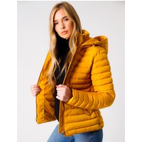 Coats Jackets Ginger Quilted Hooded Puffer Jacket in Old Gold
