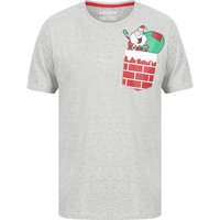 Shirts Waving Santa Pocket Motif Novelty Cotton Christmas Shirt in Light Grey Marl – Merry Christmas