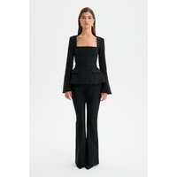 Lavish Alice MAXINE Tailored Fit & Flare Trousers in Black SM