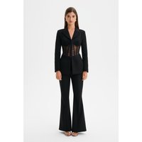 Lavish Alice MACY Tailored Fit And Flare Trousers in Black SM
