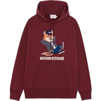 Maison Kitsune Dressed Fox Print Relaxed Hoodie – Wine