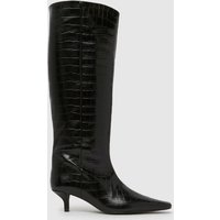 schuh Darce Leather Wide Leg Knee Boots in Black