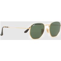 Ray-Ban Metal Hexagonal Sunglasses in Gold & Green, Size: mm