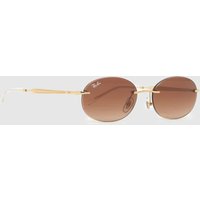 Ray-Ban Oval Sunglasses in Brown & Gold, Size: mm