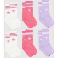 adidas Kids Socks Pack in Pink & Purple, Striped, Cotton, Size: .-.