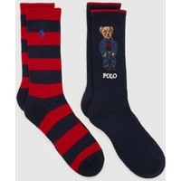 Polo Ralph Lauren Bear Crew Socks Pack in Navy & Red, Logo Detail