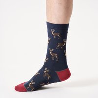 Thought Woodland Stag Organic Cotton Crew Socks – Navy Blue – –