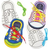 Learn To Tie Shoelaces Colour-in Kits Pack of shoelace colours – Red, Yellow, Blue & Green