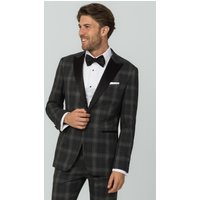 Grey Tartan Check Dinner Jacket with Peak Lapel