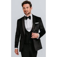Black Slim Fit Velvet Jacket