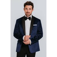 Navy Velvet Tuxedo with Black Trousers