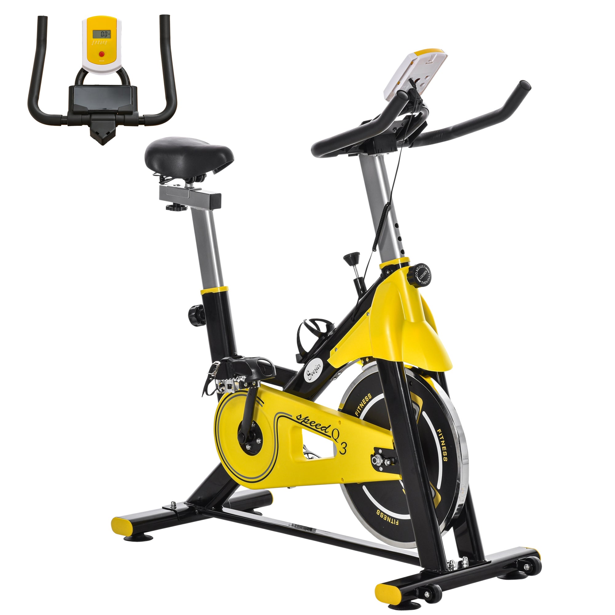 MCL Exercise Bike, with kg Flywheel Belt Drive, Adjustable Resistance, LCD Display – Yellow